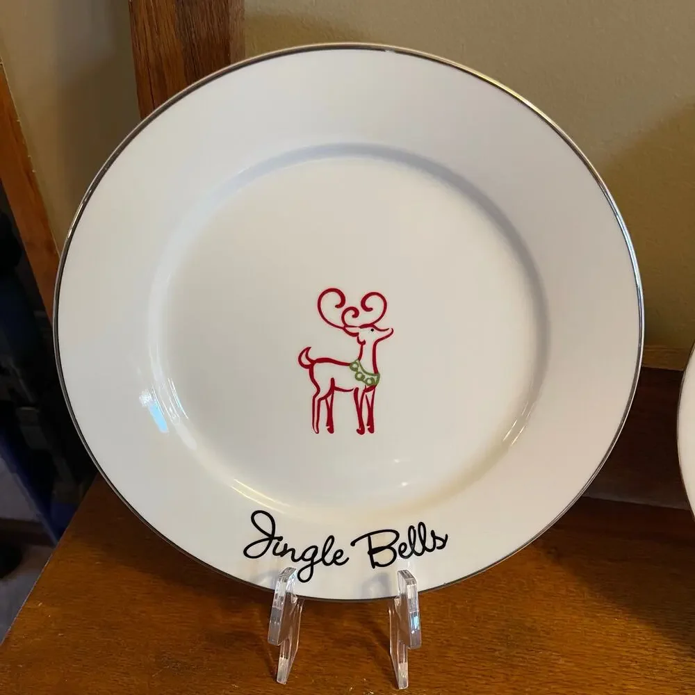 St Nicholas Square 'Tis the Season Set of 6 Christmas / Holdiay Salad Plates